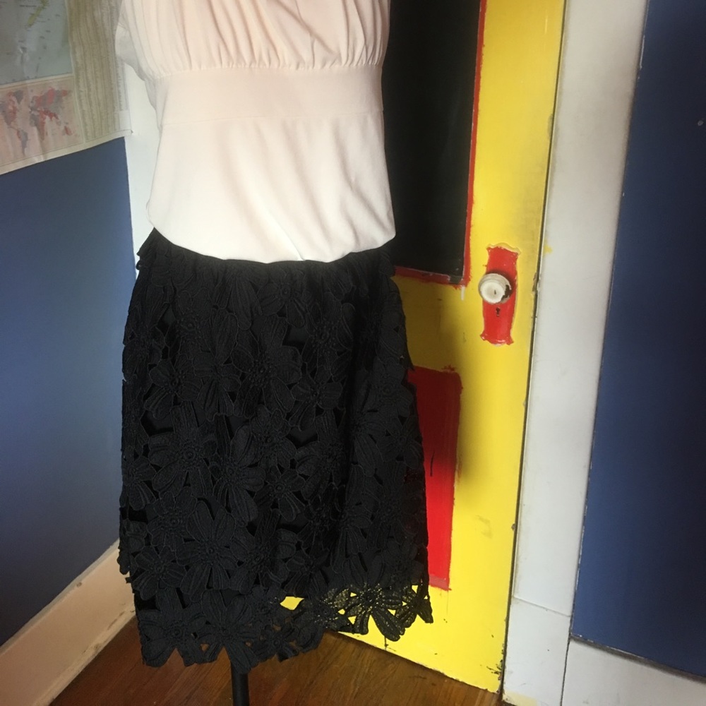 Black Skirt with Lace Overlay